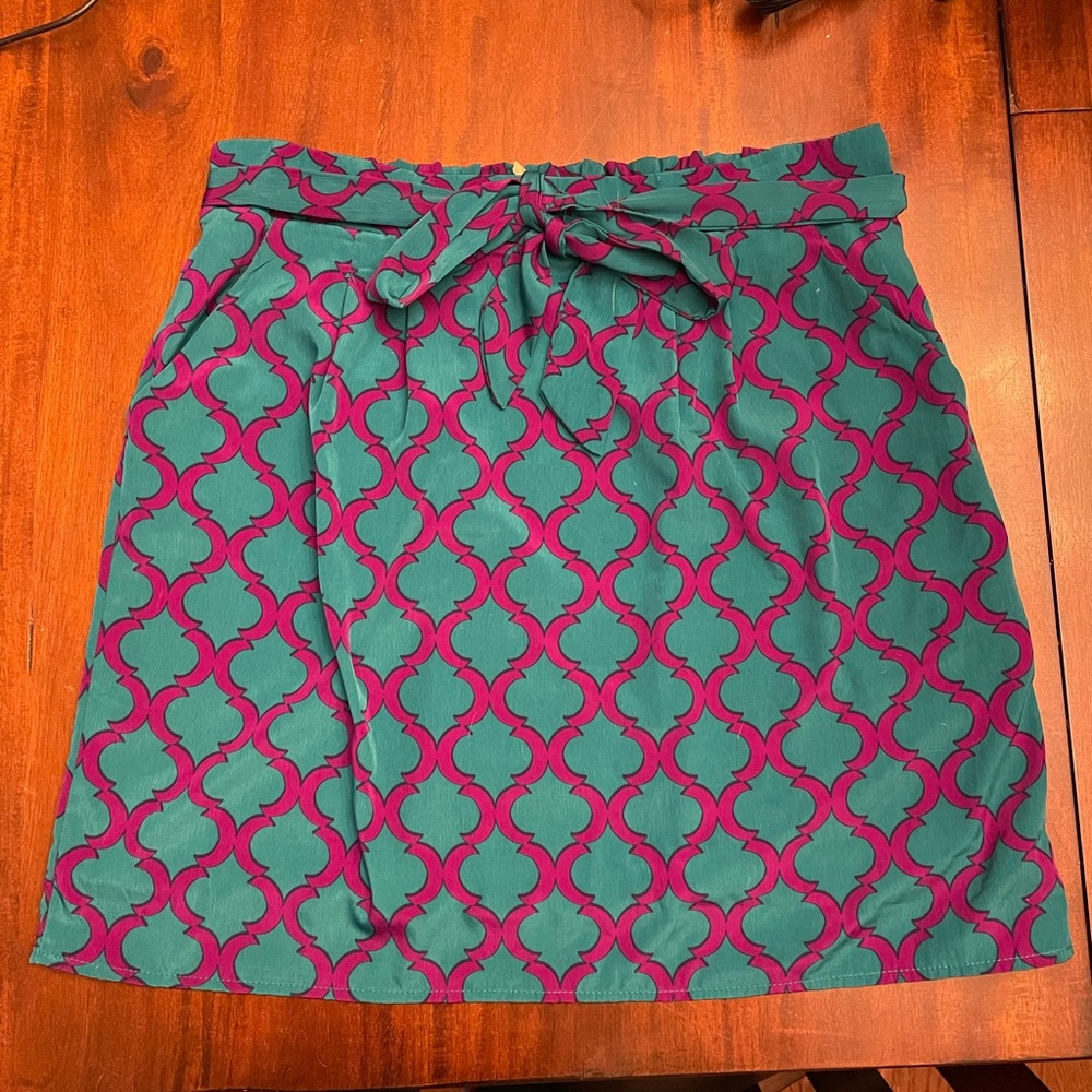 Stylish Teal and Pink Patterned Skirt